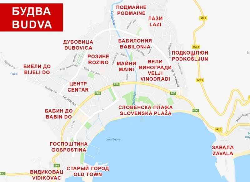 How to organize an independent vacation in Budva 2 karta-budvi