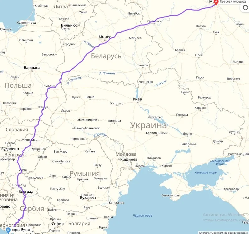 Планируем путешествие на машине до Черногории из Москвы и Санкт-Петербурга 3 Маршрут Москва-Будва