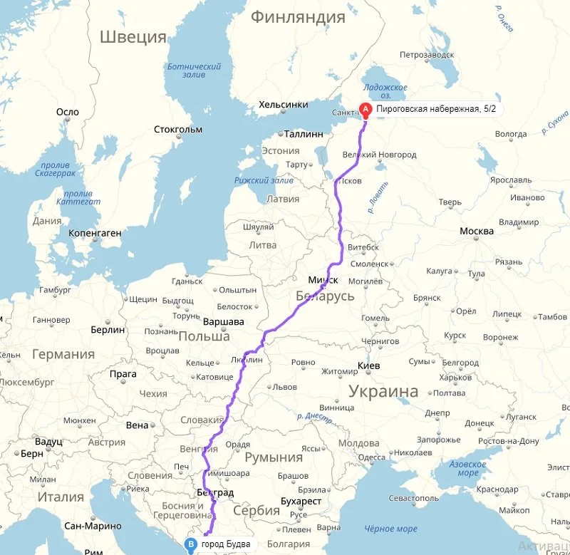 Планируем путешествие на машине до Черногории из Москвы и Санкт-Петербурга 2 Маршрут Петербург-Будва